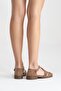 Belivya Women's Genuine Leather Sandals Brown Suede - 8