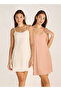 Set of 2 - Short Slip Dress Sleeveless Lace Trim