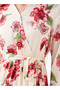Midi Satin Wrap Dress with Floral Print - 3