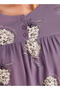 Midi Night Dress Short Sleeves with Floral Print Viscose - 4