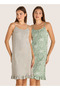 Set of 2 - Midi Slip Dress Strappy Ruffled Hem Cotton