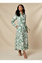 Midi Viscose Shirt Dress with Floral Print - 2