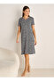 Knee Length Printed Cotton Night Dress with Short Sleeves - 2