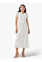 A-line Midi Cotton Tiered Dress with Schiffli Embroidery - 2