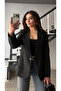 Black Slim Fit Blazer Jacket - 2