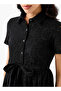Belted Midi Cotton Shirt Dress with Schiffli Embroidery - 4