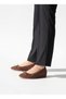 Brown Suede Ballerinas with Hidden 4 cm Padding and Bow Detail - 4