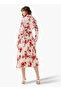 Midi Satin Wrap Dress with Floral Print - 4