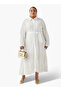 Midi Shirt Dress with Floral Embroidery - 2