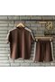 New Season Unisex Premium Combed Cotton Fabric Side Striped Crew Neck T-Shirt and Shorts 2-Piece Set