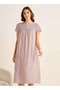 Midi Night Dress Short Sleeves with Floral Print Viscose - 2