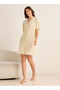 Knee Length Night Dress Short Sleeves with Scallop Trim - 2