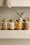 4-Piece Borosilicate Jar Spice Set with Handles and Lids on Acacia Stand for Legumes 480 ml - 4