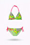Girl's Green Butterfly Patterned 2-8 Years Old Triangle Bikini Set Hzl24S-Lc2134