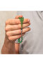 Silver Ball Kazaz Tassel Green Crimped Amber Prayer Beads - 8