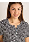 Knee Length Printed Cotton Night Dress with Short Sleeves - 4