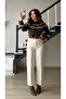 Coffee-bone crinkle pattern jacquard sweater - 3