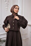 Brown Collar Detailed Crop Shirt Skirt Set - 3