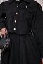 Black Collar Detailed Crop Shirt Skirt Set - 4