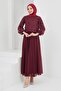 Burgundy Beaded Evening Dress - 2
