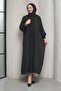 Black Stone Embellished Double Abaya Set