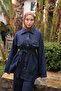 Navy Blue Belted Jacket and Trousers Denim Suit - 2