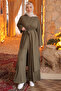 Khaki Cardigan Blouse with Pants Wide Fit 3-Piece Modal Set
