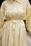 Yellow Oversize Stoned Buttoned Gabardine Tunic - 4