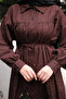 Brown Oversize Stoned Buttoned Gabardine Tunic - 4