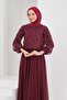 Burgundy Beaded Evening Dress - 3
