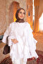 White Ruffled Shirt with Elastic Sleeves