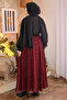 Burgundy Elastic Waist Lined Flocked Printed Tulle Skirt - 4