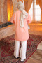 Salmon Crew Neck Embroidered Tunic - 4