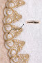 Alina White-Gold French Lace Double Bath Mat Set Soft Surface Non-Slip and Leather Base - 3