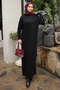 Black Stand Collar Ribbed Knitwear Dress