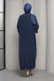 Navy Blue Stone Embroidered Double Abaya Set - 4