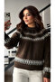 Coffee-bone crinkle pattern jacquard sweater - 6