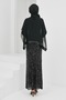 Black Sequined Evening Dress with Chiffon Detail on the Top - 5