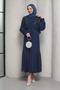 Navy Blue Beaded Embroidered Double Abaya Set