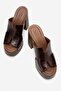 Derek Women's Genuine Leather Clogs Slippers Brown - 4
