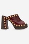 Donovan Women's Genuine Leather Clogs Slippers Claret Red - 2