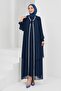 Navy Blue Front Tie-Detail Stone Abya Set