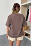 Women's Crew Neck Accessory Detail 2-Thread T-Shirt Light Brown - 26Y 26607 - 5