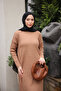 Biscuit Stand Collar Ribbed Knit Dress - 2