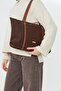 Isola Brown Large Size Striped Waterproof Women's Shoulder Bag - 6