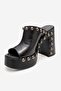 Donovan Women's Genuine Leather Clogs Slippers Black - 5