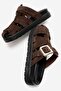 Jilda Women's Genuine Leather Slippers Brown Suede - 5