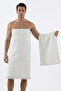 100% Cotton 2-Piece Bath Towel Set (90X150 cm Large Size + 50X90 cm) Dowry Soft Set - White - 6