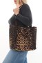Leopard Patterned Embroidered 340Gr Gabardine Fabric Bag 34X31X14Cm with Double Side Pockets, Inner Pocket and Lining - 5