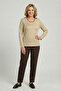 Women's Plus Size Lycra Crew Neck Stone Print Patterned Soft Knitwear Sweater Mom Blouse - 4